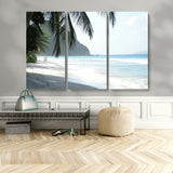 18311030-MGV-CV-36X24-Tropical Beach Wall Art Canvas Print, Framed Serene Ocean Art Picture Print, Palm Tree Shadows Perfect Tropical Coastal Decor