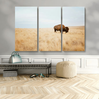 61392510-MGV-CV-36X24-Buffalo Wall Art Wall Art Canvas Print, Framed Western Wildlife Decor Art Picture Print, Rustic Farmhouse Art Perfect Rustic
