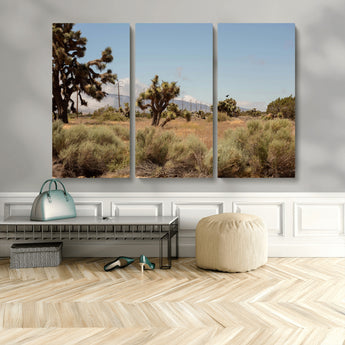 16114018-MGV-CV-48X32-3P-Joshua Tree Wall Art Canvas Print, Framed Desert Landscape Art Picture Print, Mountain Horizon Perfect Southwestern Boho Decor