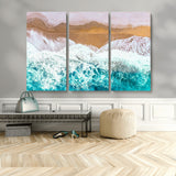 26870666-MGV-CV-36X24-Aerial Beach Wall Art Canvas Print, Framed Ocean Waves Art Picture Print, Coastal Landscape Perfect Coastal Minimalist Decor
