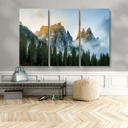 21145440-MGV-CV-36X24-Wilderness Wall Art Wall Art Canvas Print, Framed Nature Landscape Decor Art Picture Print, Misty Forest Photography Perfect