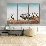 81594705-MGV-CV-36X24-Elk Herd Wall Art Canvas Print, Framed Wildlife Photography Art Picture Print, Rustic Nature Print Perfect Rustic Wildlife Decor