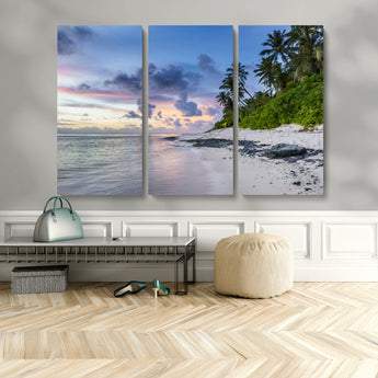 75045485-MGV-CV-36X24-Tropical Beach Wall Art Canvas Print, Framed Sunset Glow Art Picture Print, Palm Tree Coast Perfect Tropical Coastal Decor Artwork