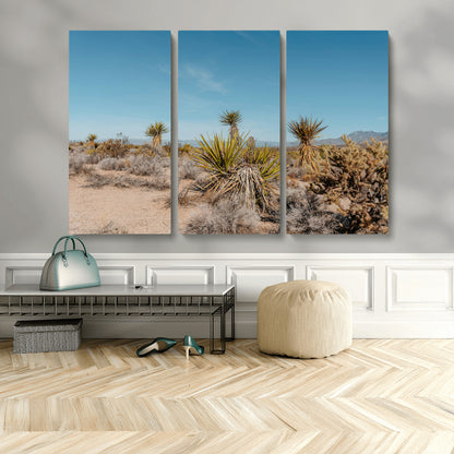 35156165-MGV-CV-48X32-3P-Joshua Tree Wall Art Canvas Print, Framed Desert Landscape Art Picture Print, Warm Earth Tones Perfect Southwestern Minimalist