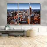 25096967-MGV-CV-48X32-3P-Atlanta Skyline Wall Art – Vibrant Cityscape Canvas Print, Modern Night Lights Urban Decor for Office, Living Room, or Apartment