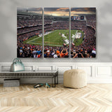 87578930-MGV-CV-48X32-3P-Soldier Field Wall Art – Chicago Bears Football Stadium Sunset Canvas Print, Game Day Sports Decor for Man Cave, Bar, Office, or