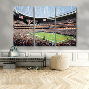 32530647-MGV-CV-36X24-Chicago Bears Stadium Wall Art – Futuristic Dome Arena Canvas Print, Modern Football Concept Design Decor for Man Cave, Bar, or