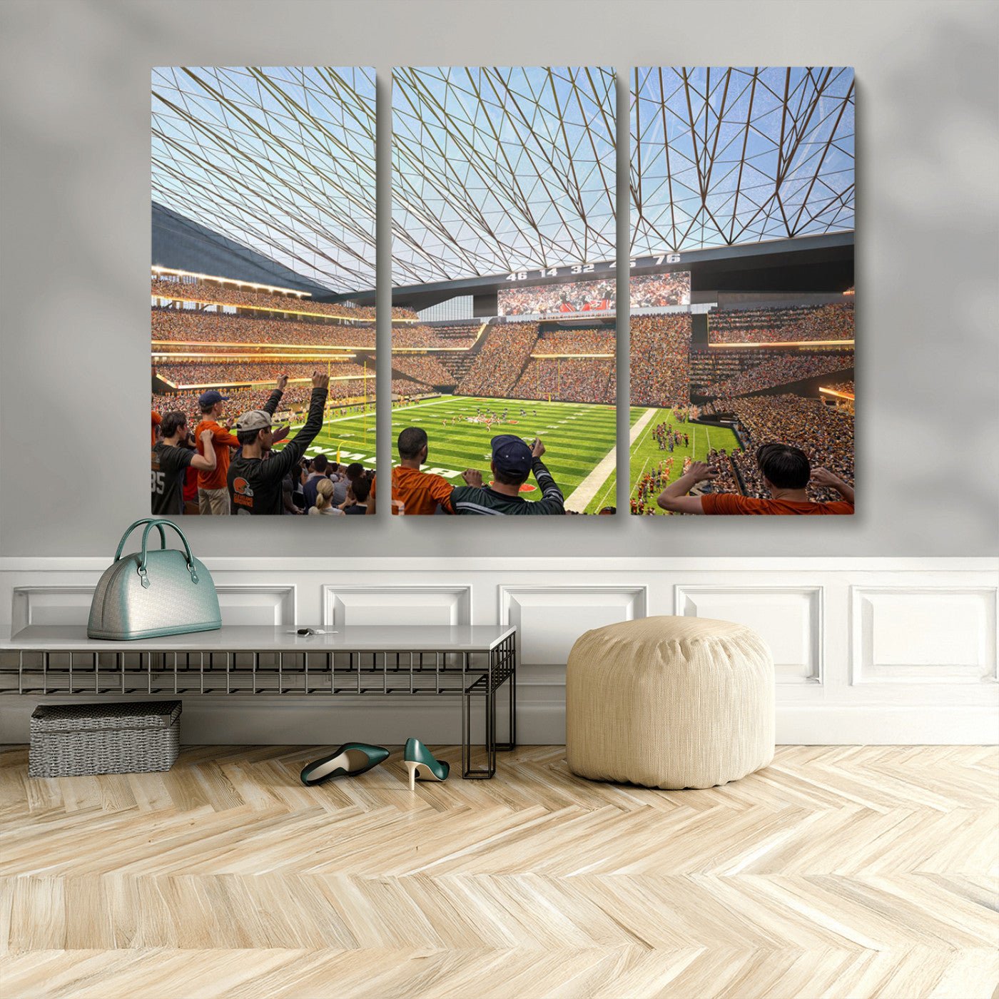 81960112-MGV-CV-36X24-Futuristic Football Stadium Wall Art – Modern Dome Arena Canvas Print, Chicago Bears Concept Design Sports Decor for Man Cave or