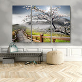 34632598CRY-MGV-CV-36X24-Sakura Cherry Blossom Pathway Canvas Wall Art – Tranquil Walk Through Blossoming Nature – Ready to Hang