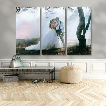 CSTM913-MGV-CV-36X24-Framed Wedding Canvas Print - Custom Wall Art Keepsake for Couples, Elegant Home Decoration Gift, Create Your Own Photo Canvas