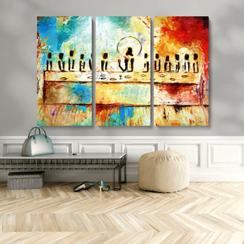 YKE34632598CR-MGV-CV-36X24-Abstract Last Supper with Apostles Wall Art Canvas Print