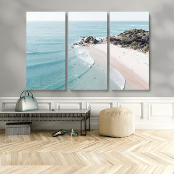 79395467-MGV-CV-36X24-Coastal Wall Art – Aerial Beach Canvas Print, Ocean Waves and Sandy Shore Photography Decor for Bedroom, Living Room, Office,