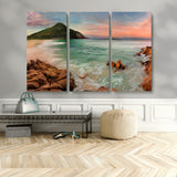 53831025-MGV-CV-36X24-Coastal Landscape Wall Art – Tropical Beach Ocean Canvas Print, Sunset Mountain View Photography Decor for Living Room, Bedroom,