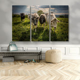 67277447-MGV-CV-48X32-3P-Farmhouse Wall Art – Herd of Cows Canvas Print, Rustic Country Pasture Photography Decor for Bedroom, Living Room, Office, Ranch,