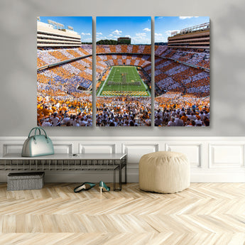 64238859-MGV-CV-36X24-Neyland Stadium Wall Art – Tennessee Volunteers Checkerboard Game Day Canvas Print, College Football Panorama Decor for Man Cave
