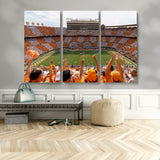 76011417-MGV-CV-48X32-3P-Tennessee Volunteers Wall Art – Neyland Stadium Checkerboard Crowd Canvas Print, Vols Football Game Day Fan Perspective Sports