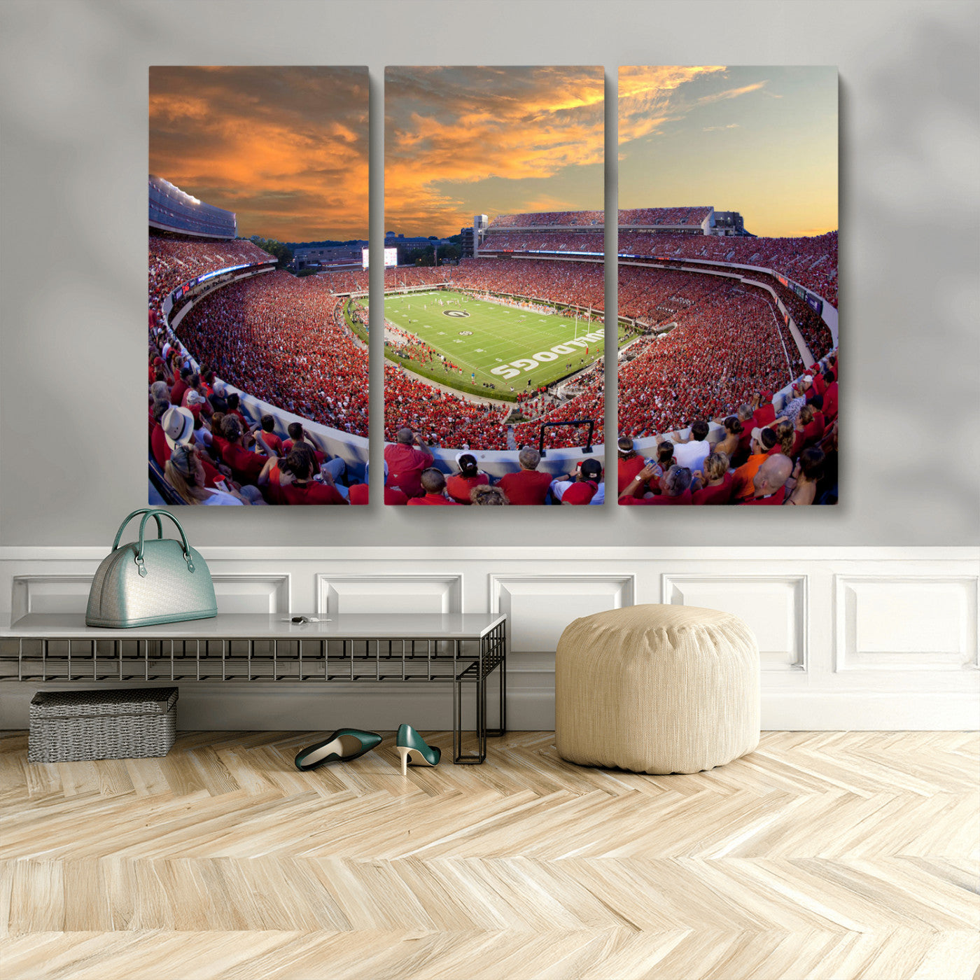 73680988-MGV-CV-36X24-Georgia Bulldogs Stadium Wall Art – Panoramic Football Field Canvas Print, Game Day Decor for Home, Office, Fan Cave, Sports