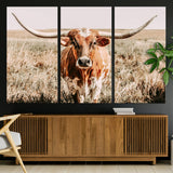 54986862-MGV-CV-36X24-Majestic Longhorn Wall Art – Canvas Print of Graceful Strength & Bold Spirit, Wild Plains Beauty Nature Inspired Rustic Decor for