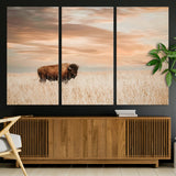 87282289-MGV-CV-36X24-Bison Wall Art Canvas Print, Framed Buffalo Art Picture Print, Western Prairie Perfect Rustic Decor Artwork