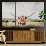 80054319-MGV-CV-36X24-Texas Longhorn Wall Art Canvas Print, Framed Western Cow Art Picture Print, Rustic Farmhouse Perfect Farmhouse Decor Artwork