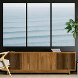 47814787-MGV-CV-36X24-Ocean Waves Wall Art Canvas Print, Framed Solo Surfer Art Picture Print, Wave Lines Perfect Minimalist Ocean Decor Artwork