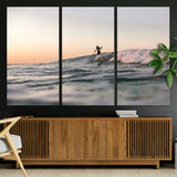 58502923-MGV-CV-36X24-Wave Rider Wall Art Canvas Print, Framed Ocean Wave Art Picture Print, Riding Surf Perfect Sunset Surf Decor Artwork