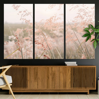 79164340-MGV-CV-36X24-Pastel Grasses Wall Art Canvas Print, Framed Soft Meadow Art Picture Print, Field in Breeze Perfect Pastel Minimal Decor Artwork