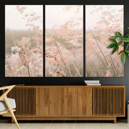 79164340-MGV-CV-36X24-Pastel Grasses Wall Art Canvas Print, Framed Soft Meadow Art Picture Print, Field in Breeze Perfect Pastel Minimal Decor Artwork