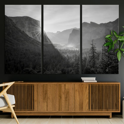 39278955-MGV-CV-36X24-Yosemite Valley Wall Art Canvas Print, Framed El Capitan Art Picture Print, Misty Mountain Perfect Modern Rustic Decor Artwork