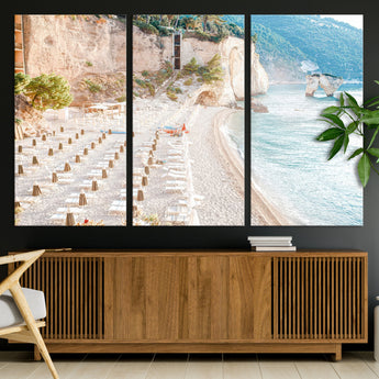 84816639-MGV-CV-36X24-Mediterranean Beach Wall Art Canvas Print, Framed Airy Coastal Art Picture Print, Summer Shore Perfect Coastal Retreat Decor