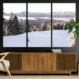 79857868-MGV-CV-36X24-Snowy Mountain Wall Art Canvas Print, Framed Ski Slope Art Picture Print, Winter Forest Perfect Modern Rustic Decor Artwork