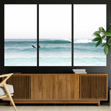 56345117-MGV-CV-36X24-Minimalist Surfing Wall Art Canvas Print, Framed Ocean Waves Art Picture Print, Soft Ocean Perfect Minimalist Coastal Decor