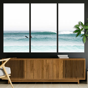 56345117-MGV-CV-36X24-Minimalist Surfing Wall Art Canvas Print, Framed Ocean Waves Art Picture Print, Soft Ocean Perfect Minimalist Coastal Decor