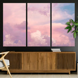22874890-MGV-CV-36X24-Pastel Sky Wall Art Canvas Print, Framed Dreamy Cloudscape Art Picture Print, Sunset Glow Perfect Minimalist Serenity Decor