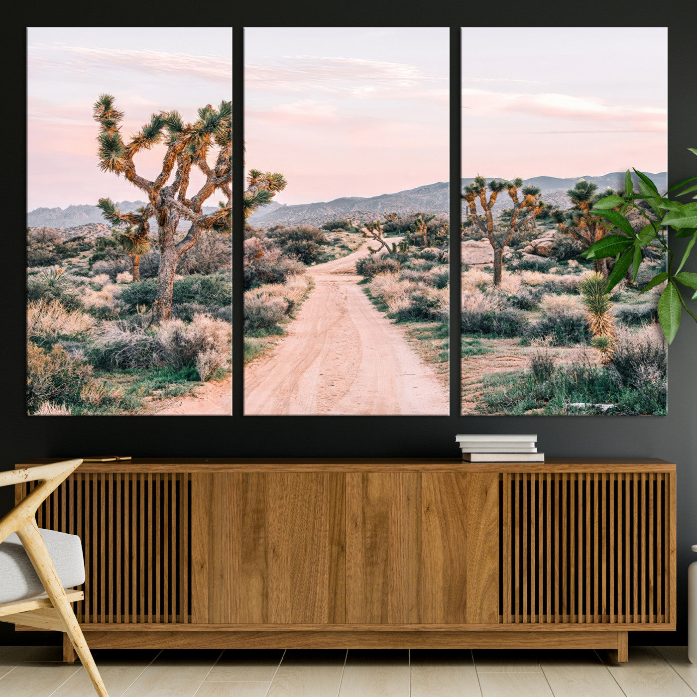 12540952-MGV-CV-36X24-Joshua Tree Park Wall Art Canvas Print, Framed Desert Road Art Picture Print, Sunset Drive Perfect Southwestern Boho Decor Artwork