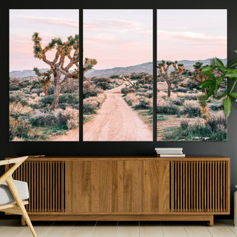 12540952-MGV-CV-36X24-Joshua Tree Park Wall Art Canvas Print, Framed Desert Road Art Picture Print, Sunset Drive Perfect Southwestern Boho Decor Artwork