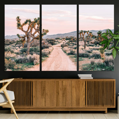 12540952-MGV-CV-36X24-Joshua Tree Park Wall Art Canvas Print, Framed Desert Road Art Picture Print, Sunset Drive Perfect Southwestern Boho Decor Artwork