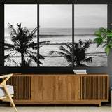 17508038-MGV-CV-36X24-Tropical Coastline Wall Art Canvas Print, Framed Palm Trees Art Picture Print, Ocean Waves Perfect Minimalist Coastal Decor