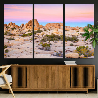 96167137-MGV-CV-36X24-Vibrant Sunset Sky Wall Art Canvas Print, Framed Joshua Tree Art Picture Print, Rugged Terrain Perfect Southwestern Boho Decor