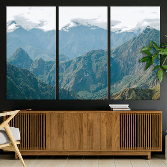 79393816-MGV-CV-36X24-Misty Mountain Wall Art Canvas Print, Framed Cloudy Andean Art Picture Print, Rugged Mountain Perfect Rustic Nature Decor Artwork