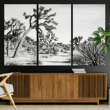 88164251-MGV-CV-36X24-Joshua Tree Wall Art Canvas Print, Framed Desert Path Art Picture Print, Monochrome Desert Perfect Minimalist Desert Decor Artwork