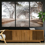 87090469-MGV-CV-36X24-Cypress Tunnel Wall Art Canvas Print, Framed Misty Road Art Picture Print, Foggy Trees Perfect Rustic Woodland Decor Artwork