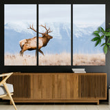 96024025-MGV-CV-36X24-Elk Photography Wall Art Canvas Print, Framed Mountain Wildlife Art Picture Print, Rustic Lodge Decor Perfect Rustic Lodge Decor