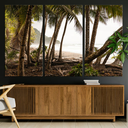 92093951-MGV-CV-36X24-Tropical Jungle Wall Art Canvas Print, Framed Palm Tree Forest Art Picture Print, Coastal Escape Perfect Jungle Retreat Decor