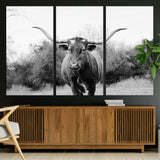 97280319-MGV-CV-36X24-Longhorn Photography Wall Art Canvas Print, Framed Western Cow Decor Art Picture Print, Texas Ranch Style Perfect Rustic Farmhouse