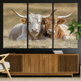 53388593-MGV-CV-36X24-Cow Photography Wall Art Canvas Print, Framed Rustic Animal Decor Art Picture Print, Texas Cow Pair Perfect Western Farmhouse