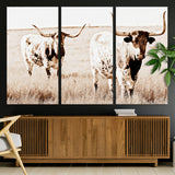 39672786-MGV-CV-36X24-Rustic Cow Scene Wall Art Canvas Print, Framed Farmhouse Style Cattle Art Picture Print, Prairie Animal Duo Perfect Rustic Western