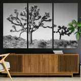 93692513-MGV-CV-36X24-Joshua Tree Wall Art Canvas Print, Framed Monochrome Desert Art Picture Print, Minimalist Nature Scene Perfect Southwestern