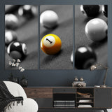 52108-MGV-CV-36X24-Precision Pool Table Wall Art – Close Up Yellow 1 Ball Canvas Print, Hand-Played Billiards Game Decor for Office, Game Room, or
