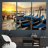 25872-MGV-CV-36X24-Venetian Gondola Dock Wall Art – Serene Sunset Canal Canvas Print, Tranquil Water Travel Decor for Office, Living Room, or Man